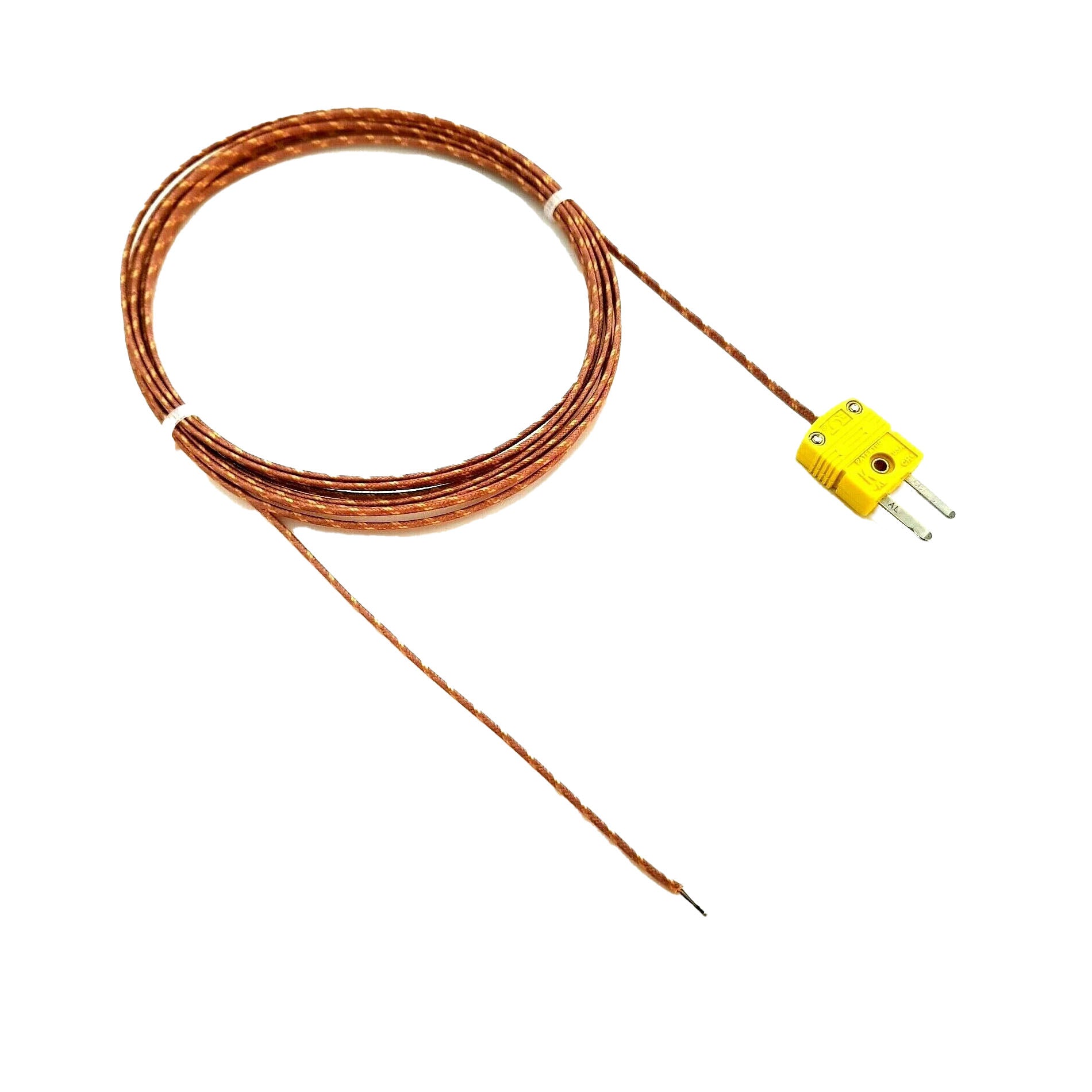 K Type Fibreglass Insulated Thermocouple Sensor - Welded Tip